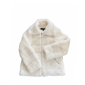 1 Madison White Faux‎ Fur Collar Zip Teddy Jacket
